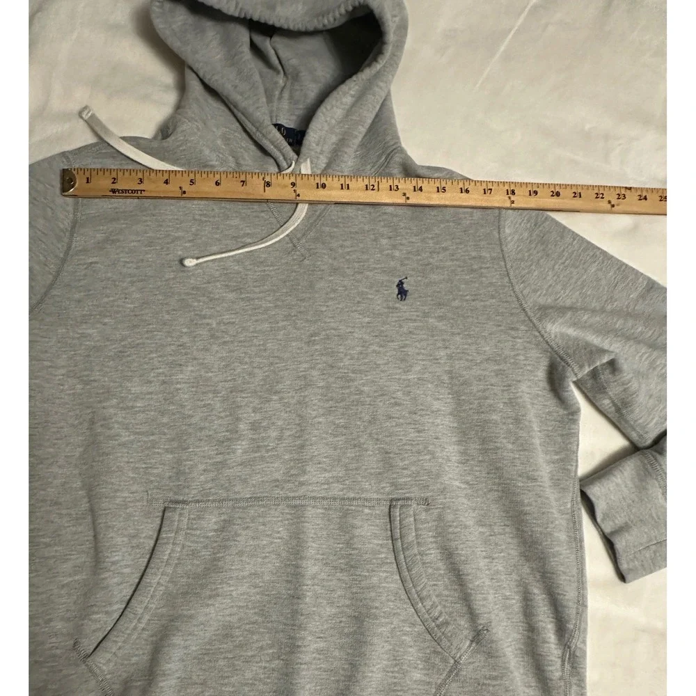 Polo Ralph Lauren Mens L Gray Pullover Hoodie Sweatshirt Logo Preppy college